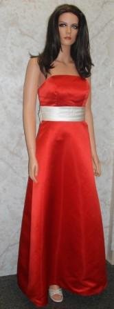 RED dress with light champagne band 